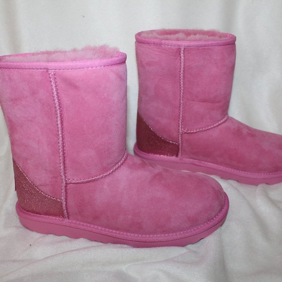 NIB UGG CLASSIC SHORT SUEDE GLITZ BOOTS PINK YOUTH 5 6 WOMEN'S 7 8 - Picture 8 of 8